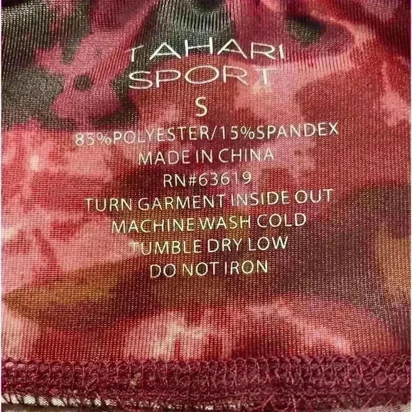 TAHARI Women’s High Waist Full Length Leggings in Red Wine Camo size Small- NWT - Picture 4 of 7